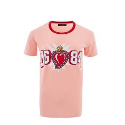 Dolce & Gabbana Elegant Pink Cotton Logo Womens Tee