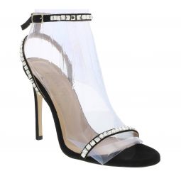 Ventutto Black Classic Crystal Embellished Strappy High Heel Sandal-