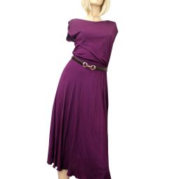 Gucci Womens Purple Rayon Runway Dress with Leather Belt