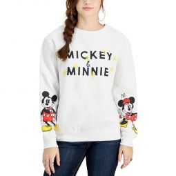 Juniors Mickey & Minnie Womens Graphic Disney Sweatshirt