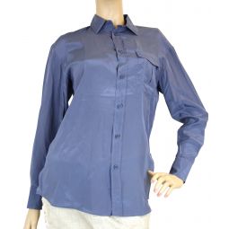 Bottega Veneta Womens Button Up Blue Silk Long Sleeve Shirt (38)