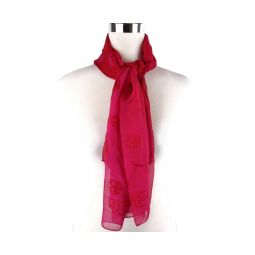 Alexander McQueen Womens Pink / Red Silk Chiffon Skull Print Scarf
