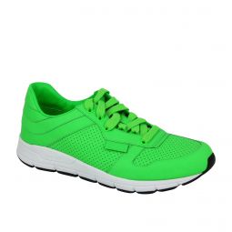 Gucci Mens Running Neon Green Leather Lace Up Sneakers