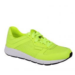 Gucci Mens Lace Up Neon Yellow Leather Running Sneakers