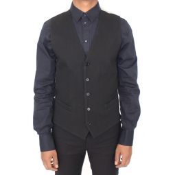 Dolce & Gabbana Black Cotton Dress Vest Blazer Mens Jacket