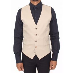 Dolce & Gabbana Beige Cotton Dress Vest Blazer Mens Jacket