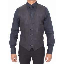 Dolce & Gabbana Black Striped Wool Silk Dress Vest Mens Gilet