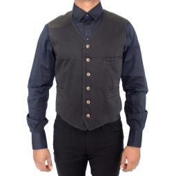 Dolce & Gabbana Black Cotton Blend Dress Vest Mens Gilet