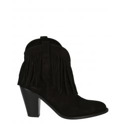 Saint Laurent Womens Western Fringed Ankle Boots