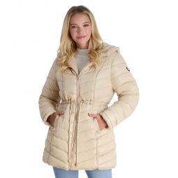 Womens Faux Fur Reversible Puffer Jacket