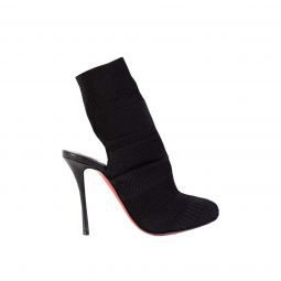 Christian Louboutin Elegant Black Fabric and Leather Ankle Womens Boots