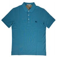 Burberry Mens Turquoise Cotton Cobalt Embroidered Logo Polo Shirt S
