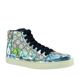 Gucci Mens Bloom Print Supreme GG Blue Canvas Hi Top Sneaker Shoes