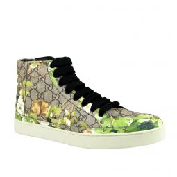 Gucci Mens Bloom Print Supreme GG Green Canvas Hi Top Sneakers Shoes