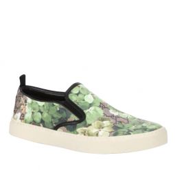 Gucci Mens Bloom Flower Print Supreme GG Green Canvas Slip Sneakers