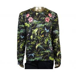 Gucci Mens Tropical Jungle Black / Green / Blue / Pink Felted Cotton Sweatshirt