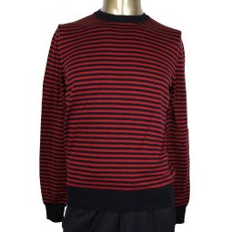 Gucci Mens Black / Red Striped Cashmere Cotton Pullover Sweater (Small)