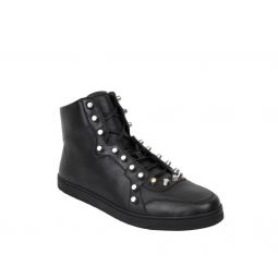 Gucci Mens Black Sttuded Leather High Top Sneaker