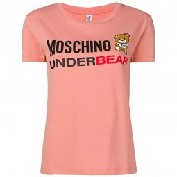MOSCHINO Womens Pink Bear Short Sleeve Logo T-Shirt
