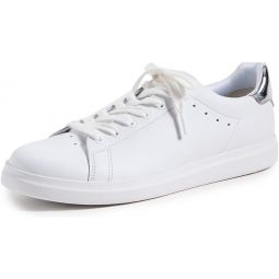 Tory Burch Womens Howell Court Sneakers, Titanium White/Silver