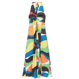STAUD Womens Jennifer Marble Wave Multi Color Maxi Dress Gown
