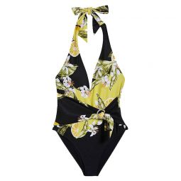 Ted Baker Womens Tabeth Plunge Neckline Wrap Style One Piece Swimsuit