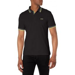 BOSS Mens Curved Logo Regular Fit Pique Polo Shirt, Black Soil