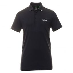 Hugo Boss Mens Paddytech Black Stretch Poly Short Sleeve Polo T-Shirt