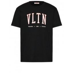 Valentino Garavani Mens Black Red Outline Short Sleeve Crew Neck T-Shirt