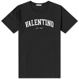 Valentino Garavani Black Mens Short Sleeve Crew Neck T-Shirt with White Logo