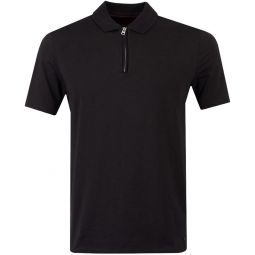 Hugo Boss Hugo Mens Dekok233 Black Half Zip Short Sleeve Polo T-Shirt