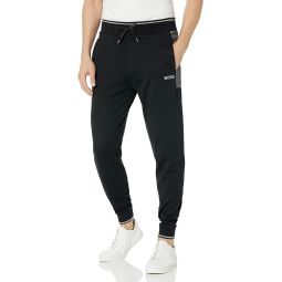 Hugo Boss Mens Embroidered Logo Cotton Blend Joggers, Black Grease