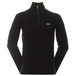 Hugo Boss Mens Zolet Black Cotton Half Zip Sweater