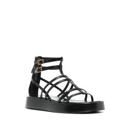 Tory Burch Womens Black Leather Gladiator Platform Sandals