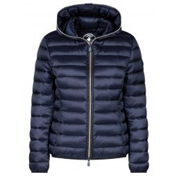 Save The Duck Womens Alexis Quilted Hooded Puffer Coat Jacket, Blue/Black