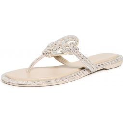 Tory Burch Womens Miller Knotted Pave Embellished Crystal Shoes Slides, Stone Gray