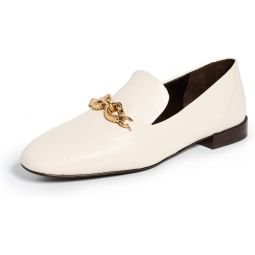 Tory Burch Womens Jessa Classic Loafers, Light Cream/Gold