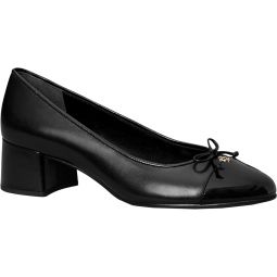 Tory Burch Womens Cap Toe Block Heel Pumps Shoes, Perfect Black