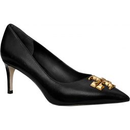 Tory Burch Womens Eleanor 65MM Leather Medallion Pumps, Perfect Black