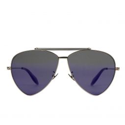 Alexander McQueen Unisex Blue Metal Reflective Aviator Sunglasses