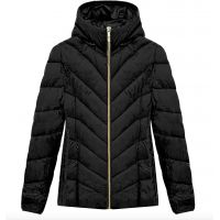 Michael Michael Kors Womens Black Chevron Quilted Short Packable Jacket Coat