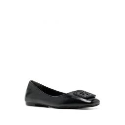 Tory Burch Womens Georgia Leather Pave Logo Ballet Flats Shoes, Black