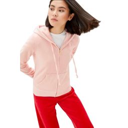 Juicy Couture Womens Morning Blush Track Velour Robertson Jacket Hoodie L