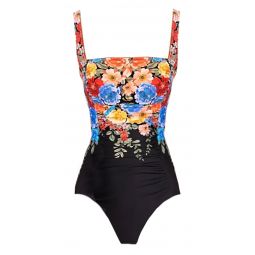 Johnny Was Black Royal Ruched One Piece Multi