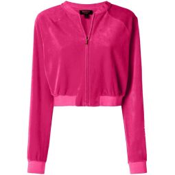 Juicy Couture Womens Couture Pink Track Velour Crop Jacket XS