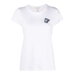 Rag & Bone Womens White Coffee Patch Short Sleeve Crew Neck T-Shirt, White