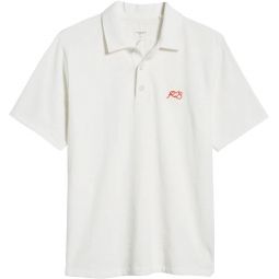 Rag & Bone Mens Love RB Soft Cotton Short Sleeve Polo T-Shirt, White