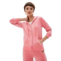 Juicy Couture Womens Pink Lemonade Traditional Logo Track Velour Robertson Hoodie Jacket M