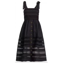 Cara Cara Womens Nidhi Embroidered Stripe Midi-Dress, Black