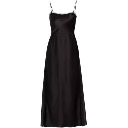 Vince Womens Sheer Panelled Slip Dress, Black